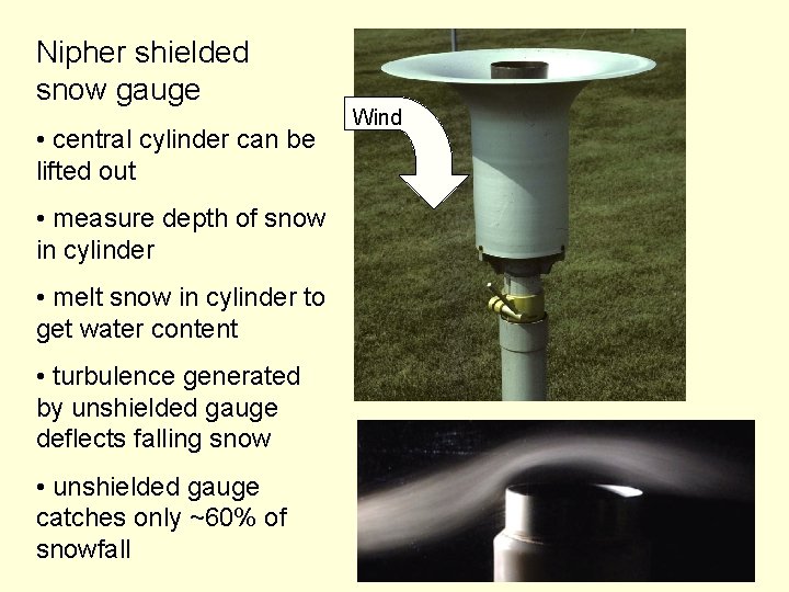 Nipher shielded snow gauge • central cylinder can be lifted out • measure depth