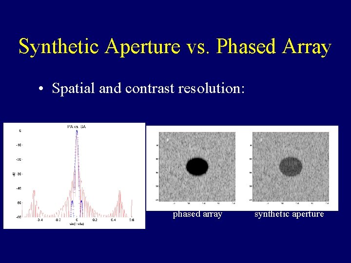 Synthetic Aperture vs. Phased Array • Spatial and contrast resolution: phased array synthetic aperture
