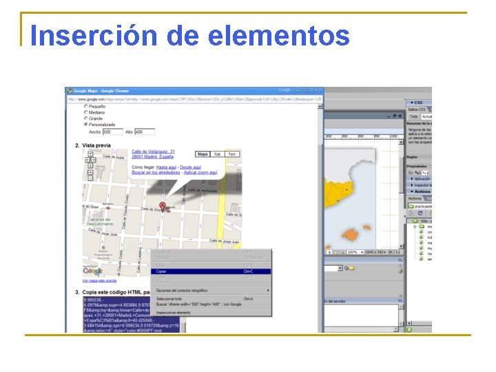 Inserción de elementos 