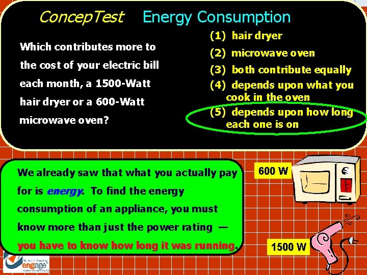 Concep. Test Energy Consumption Which contributes more to the cost of your electric bill