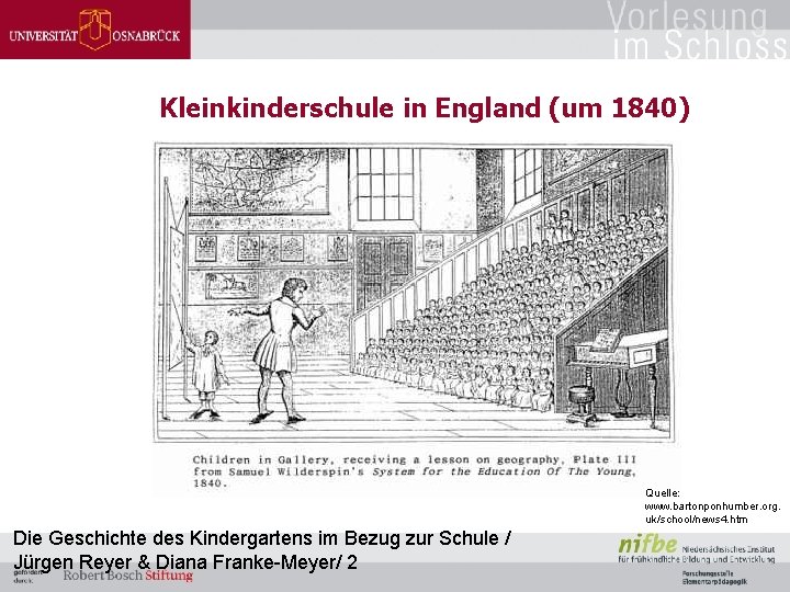Kleinkinderschule in England (um 1840) Quelle: www. bartonponhumber. org. uk/school/news 4. htm Die Geschichte