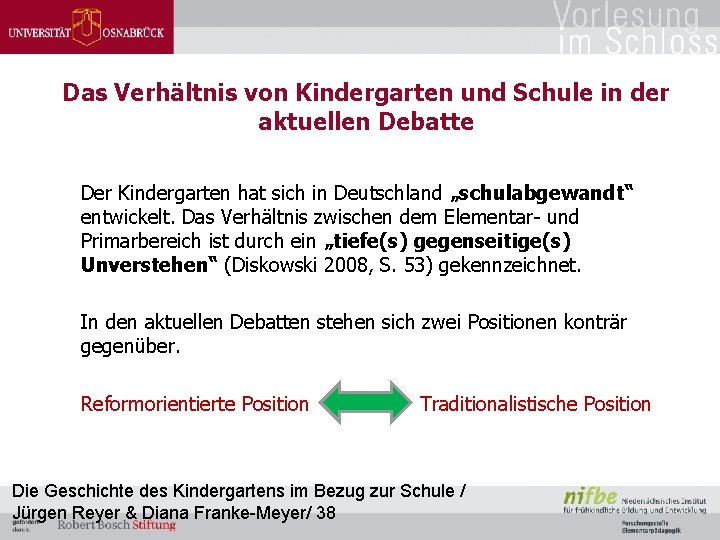 Das Verhältnis von Kindergarten und Schule in der aktuellen Debatte Der Kindergarten hat sich