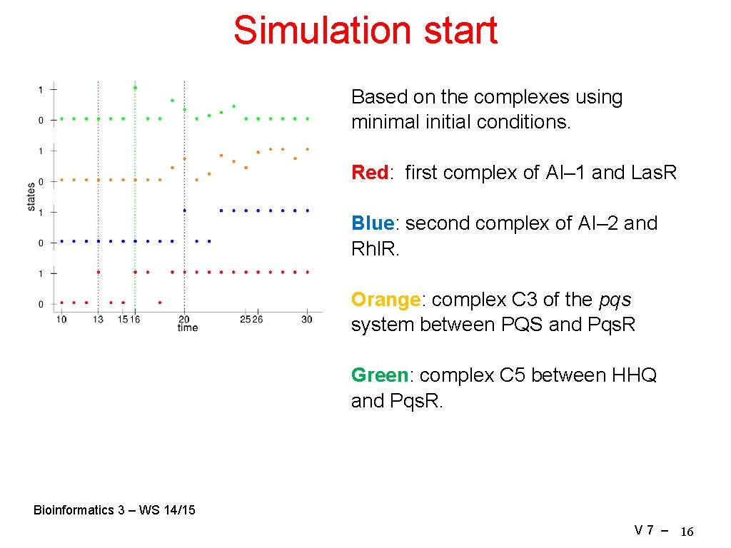 Simulation start Based on the complexes using minimal initial conditions. Red: first complex of