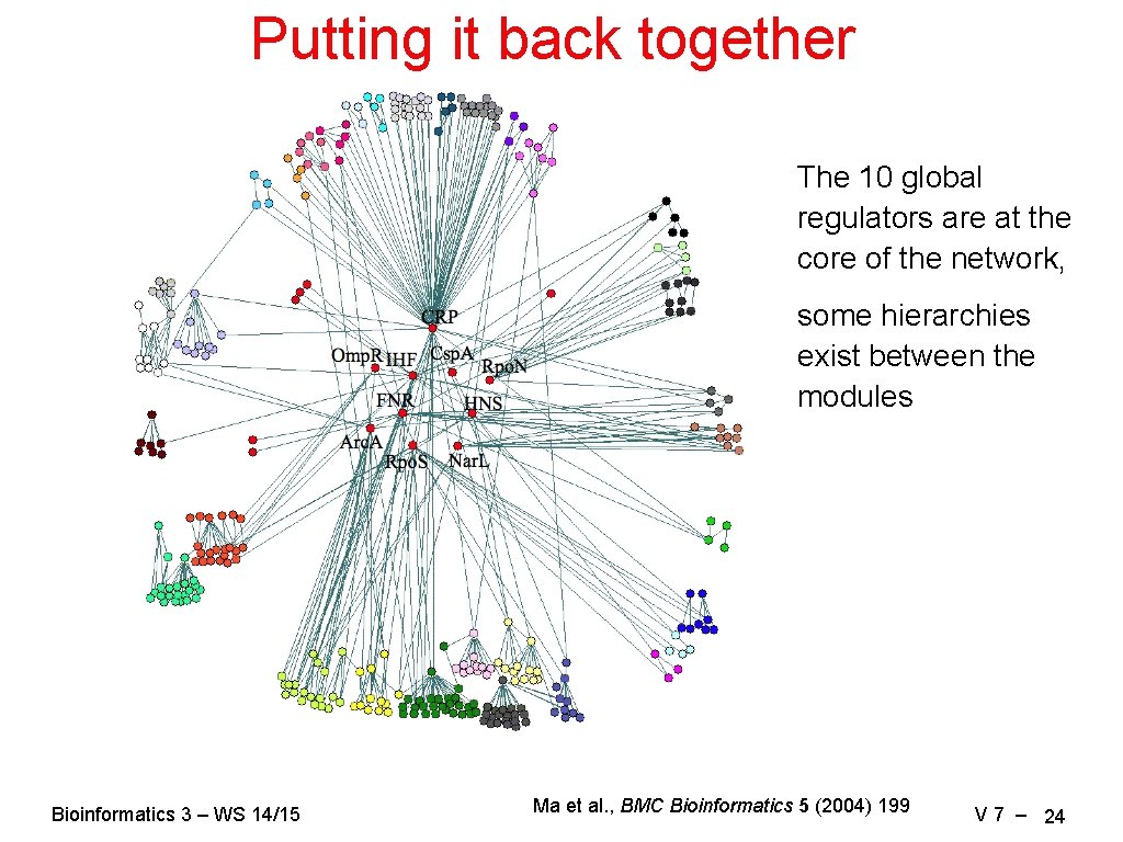 Putting it back together The 10 global regulators are at the core of the