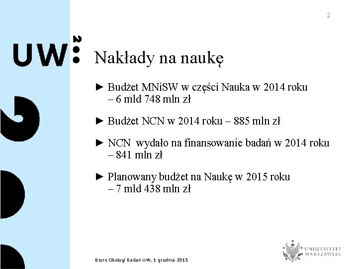 2 Nakłady na naukę ► Budżet MNi. SW w części Nauka w 2014 roku