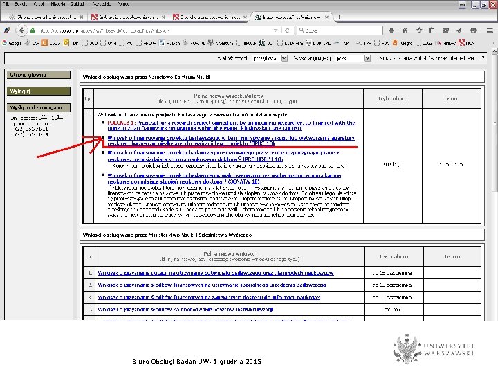 20 Biuro Obsługi Badań UW, 1 grudnia 2015 