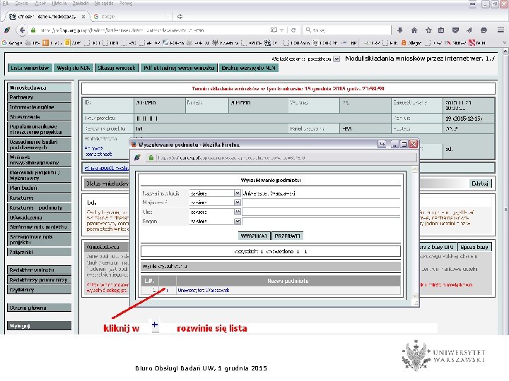 23 Biuro Obsługi Badań UW, 1 grudnia 2015 