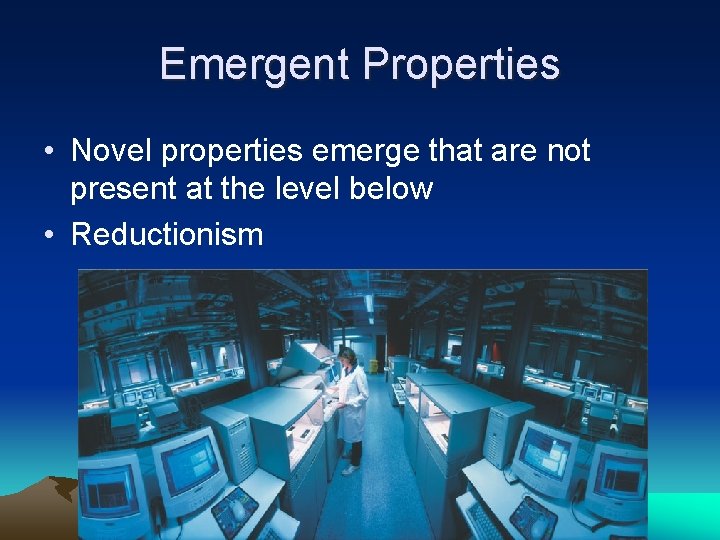Emergent Properties • Novel properties emerge that are not present at the level below