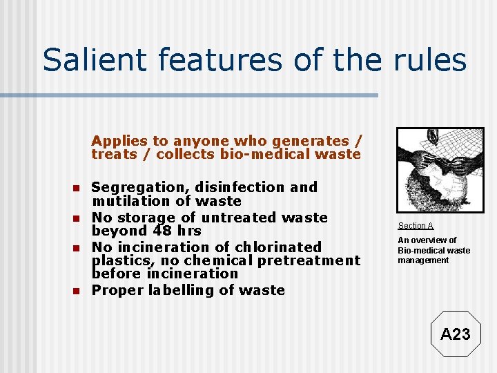 Salient features of the rules Applies to anyone who generates / treats / collects