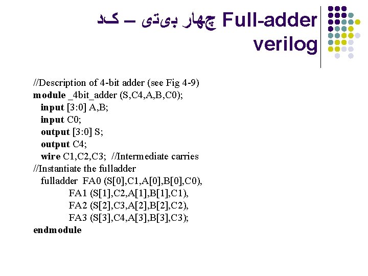  چﻬﺎﺭ ﺑیﺘی – کﺪ Full-adder verilog //Description of 4 -bit adder (see Fig