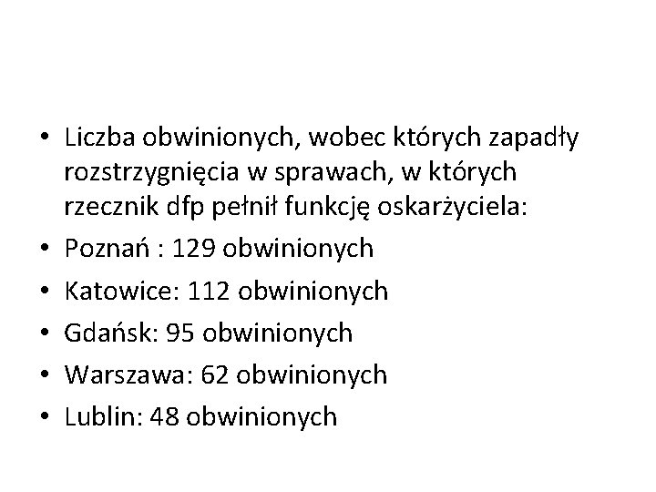  • Liczba obwinionych, wobec których zapadły rozstrzygnięcia w sprawach, w których rzecznik dfp