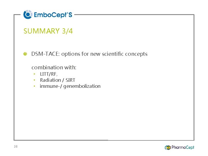 SUMMARY 3/4 DSM-TACE: options for new scientific concepts combination with: • LITT/RF, • Radiation