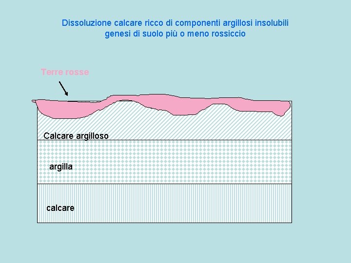 Dissoluzione calcare ricco di componenti argillosi insolubili genesi di suolo più o meno rossiccio