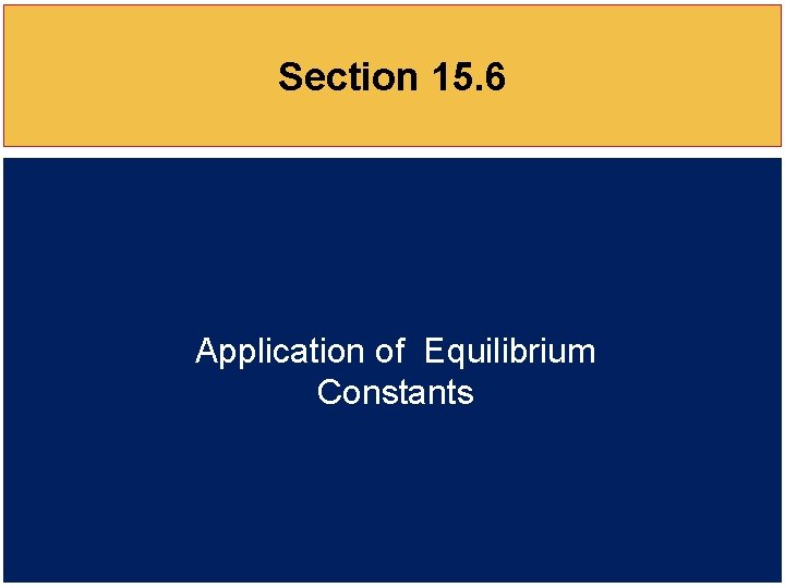 Section 15. 6 Application of Equilibrium Constants 