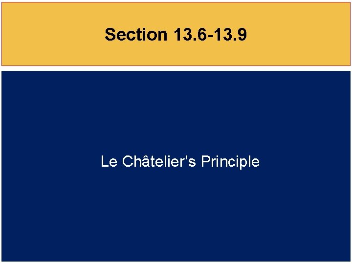 Section 13. 6 -13. 9 Le Châtelier’s Principle 