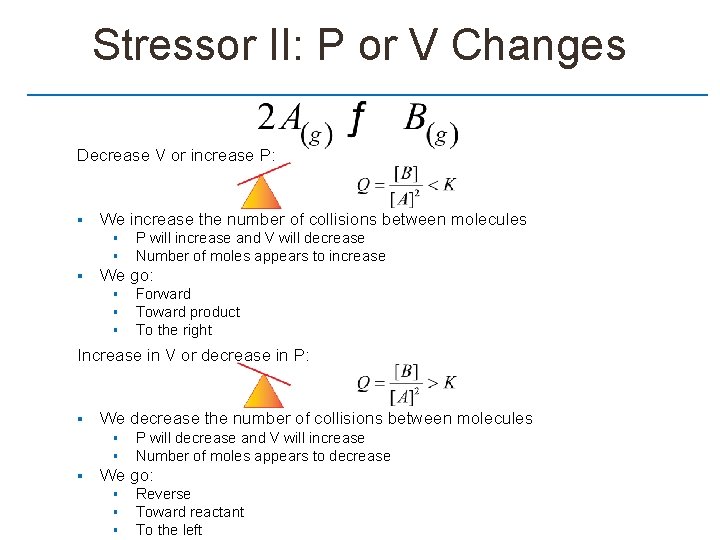 Stressor II: P or V Changes Decrease V or increase P: § We increase