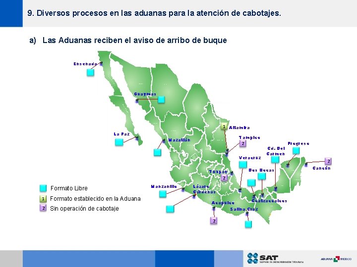 9. Diversos procesos en las aduanas para la atención de cabotajes. a) Las Aduanas