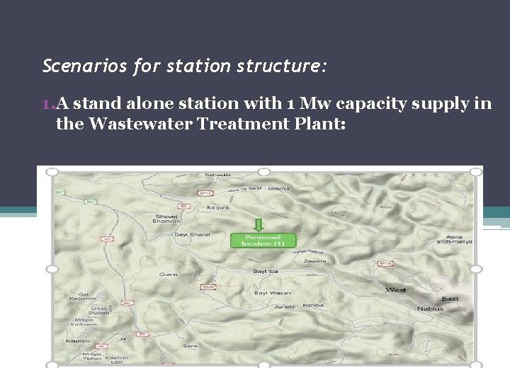 Scenarios for station structure: 1. A stand alone station with 1 Mw capacity supply