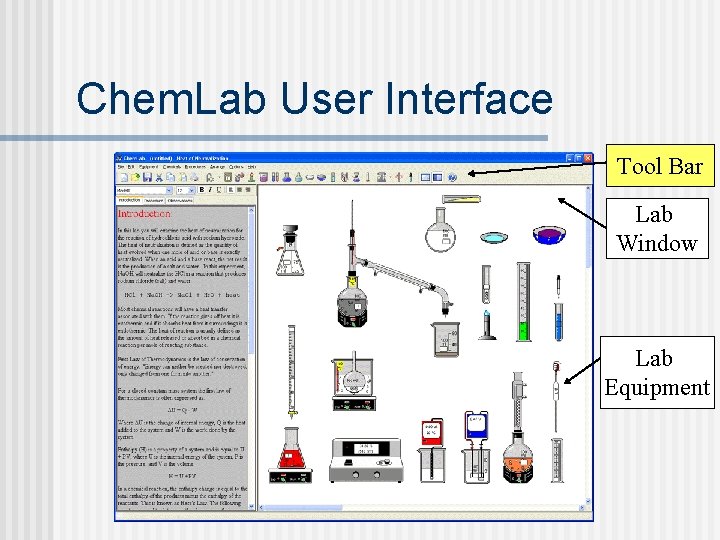 Chem. Lab User Interface Tool Bar Lab Window Lab Equipment 
