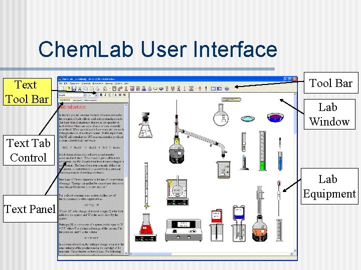Chem. Lab User Interface Text Tool Bar Lab Window Text Tab Control Lab Equipment