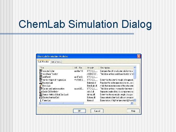 Chem. Lab Simulation Dialog 