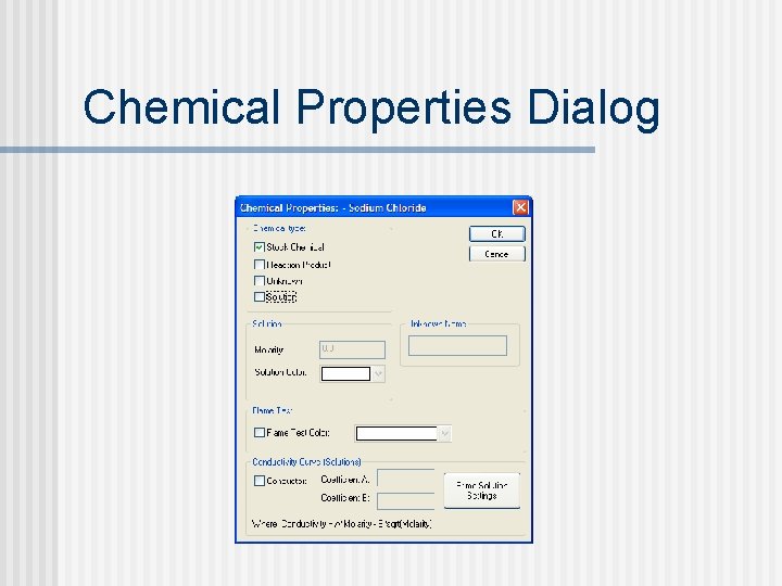 Chemical Properties Dialog 