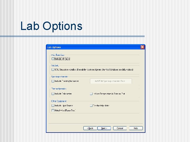 Lab Options 