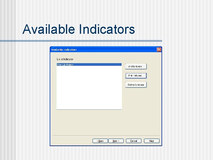 Available Indicators 