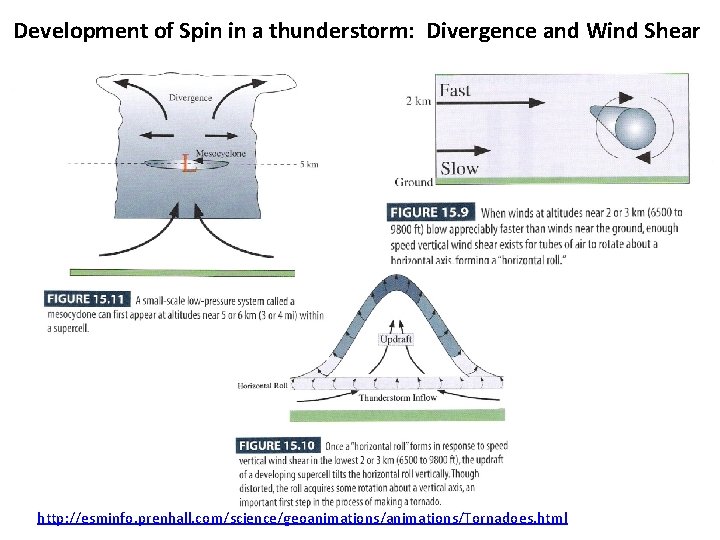 Development of Spin in a thunderstorm: Divergence and Wind Shear http: //esminfo. prenhall. com/science/geoanimations/Tornadoes.