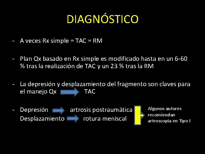 DIAGNÓSTICO - A veces Rx simple = TAC = RM - Plan Qx basado