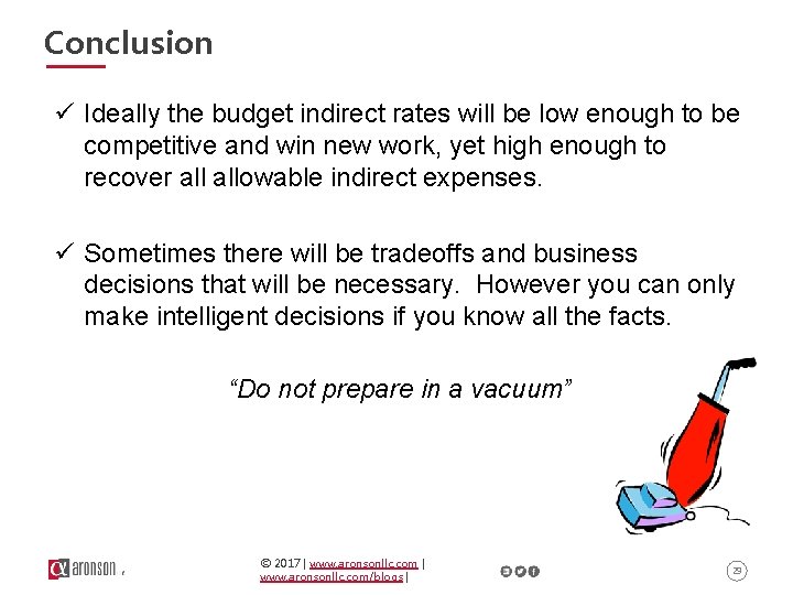 Conclusion ü Ideally the budget indirect rates will be low enough to be competitive