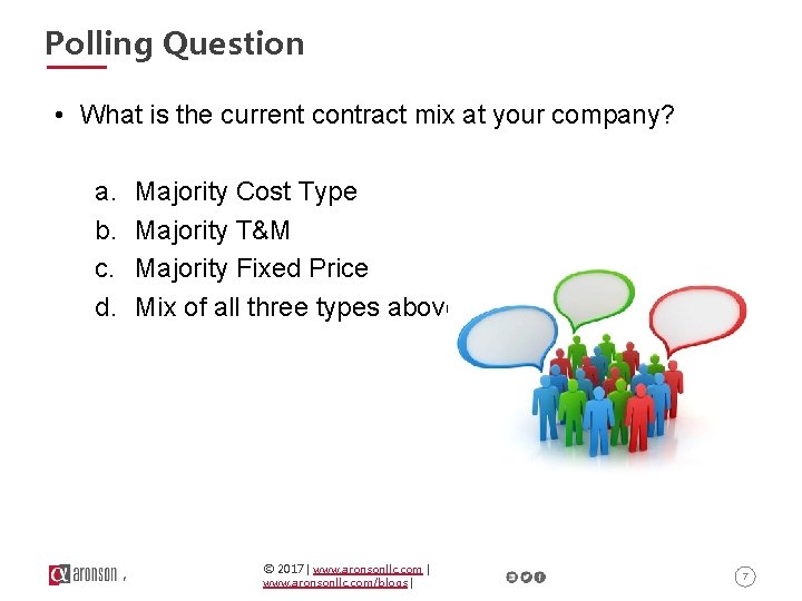 Polling Question • What is the current contract mix at your company? a. b.