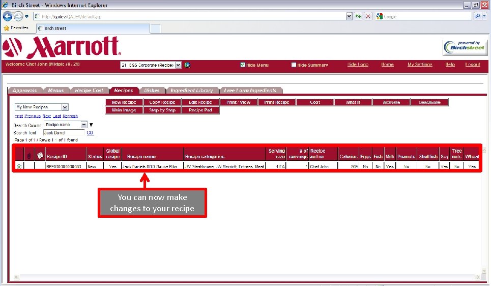 You can now make changes to your recipe 