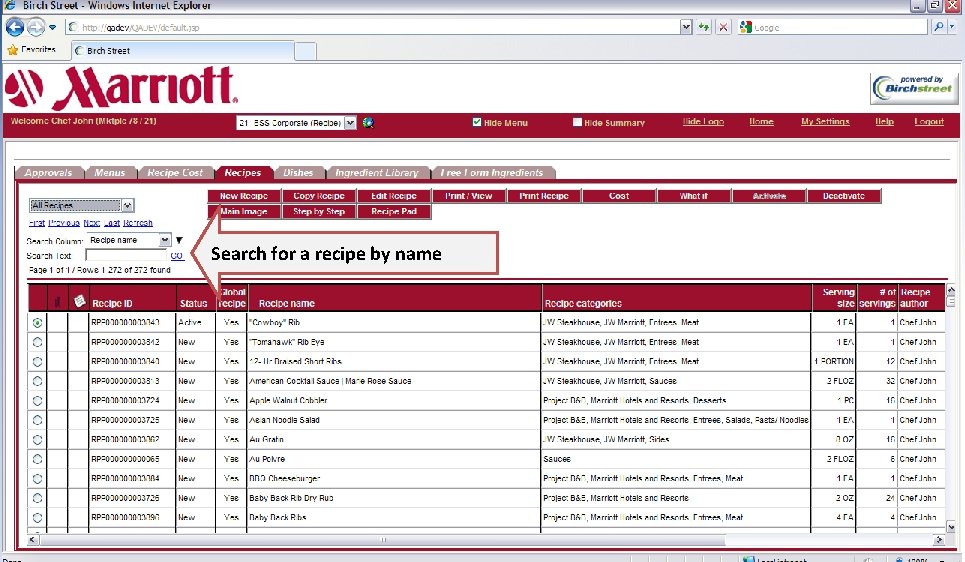 Search for a recipe by name 