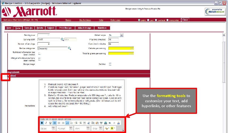 Use the formatting tools to customize your text, add hyperlinks, or other features 