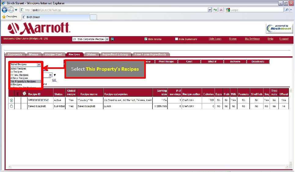 Select This Property’s Recipes 