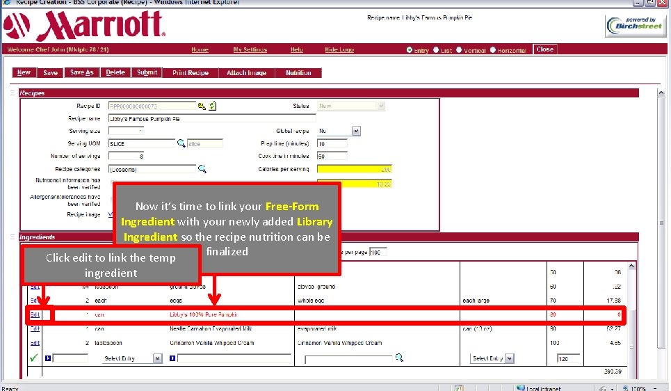 Now it’s time to link your Free-Form Ingredient with your newly added Library Ingredient