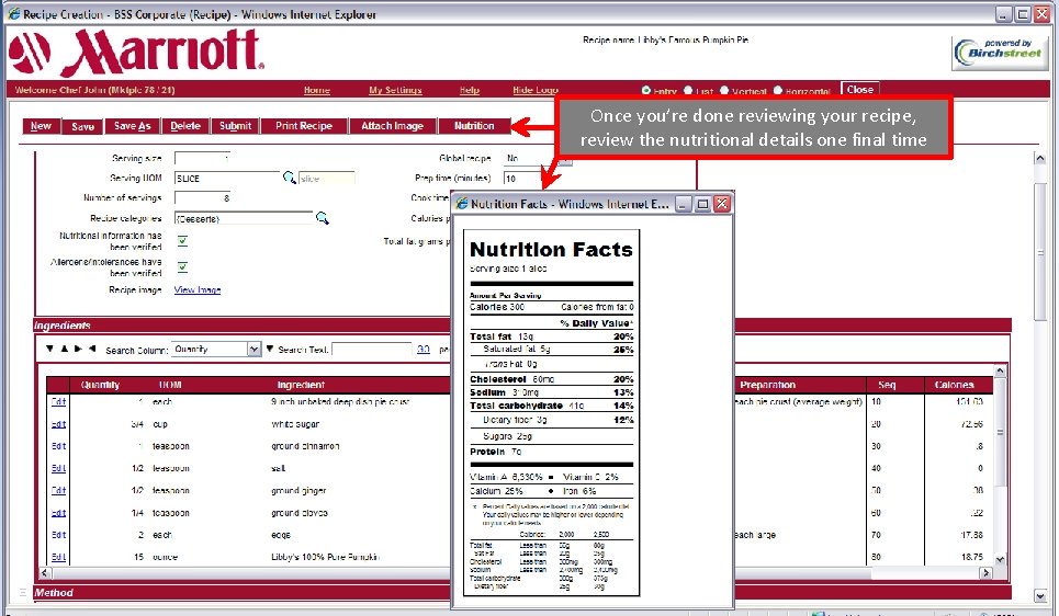 Once you’re done reviewing your recipe, review the nutritional details one final time 