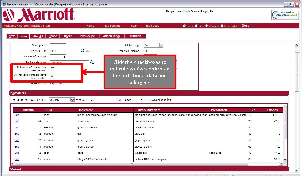 Click the checkboxes to indicate you’ve confirmed the nutritional data and allergens 