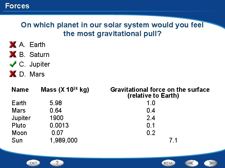 Forces On which planet in our solar system would you feel the most gravitational