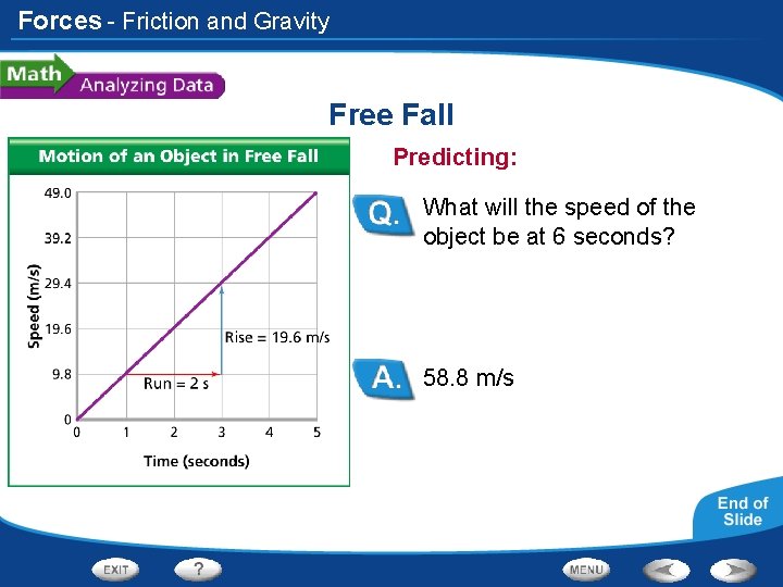 Forces - Friction and Gravity Free Fall Predicting: What will the speed of the