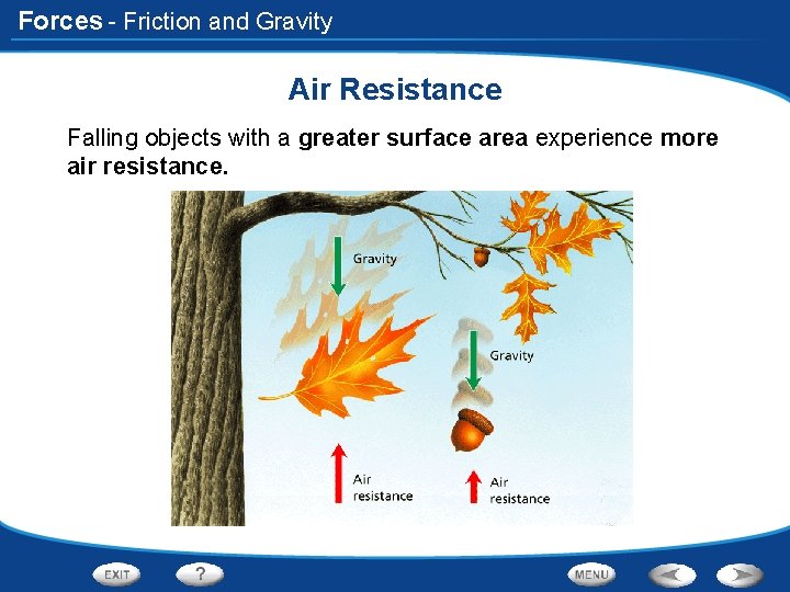 Forces - Friction and Gravity Air Resistance Falling objects with a greater surface area