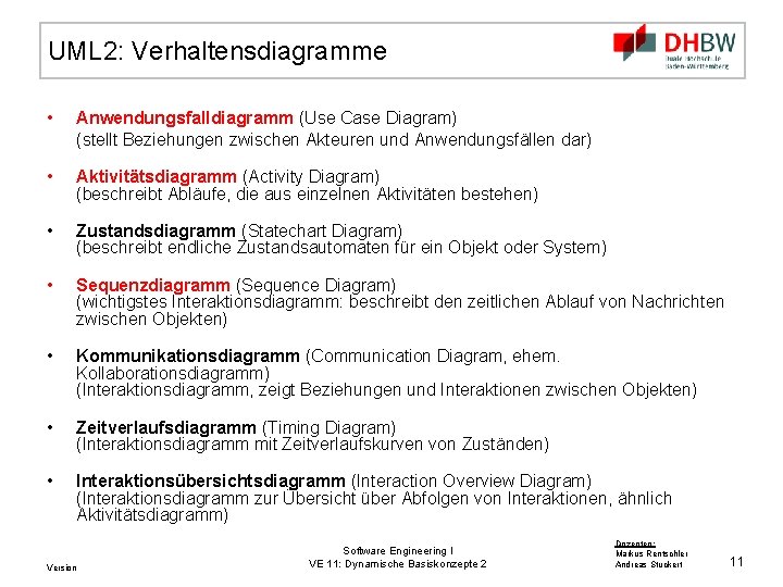 UML 2: Verhaltensdiagramme • Anwendungsfalldiagramm (Use Case Diagram) (stellt Beziehungen zwischen Akteuren und Anwendungsfällen