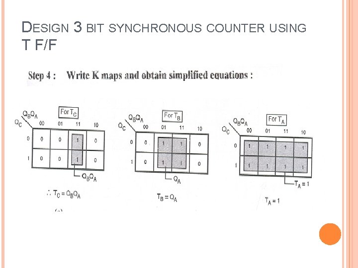 DESIGN 3 BIT SYNCHRONOUS COUNTER USING T F/F 