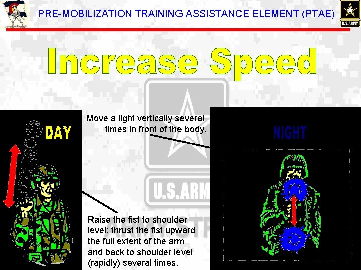 PRE-MOBILIZATION TRAINING ASSISTANCE ELEMENT (PTAE) Move a light vertically several times in front of