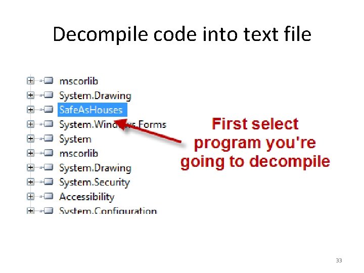 Decompile code into text file 33 