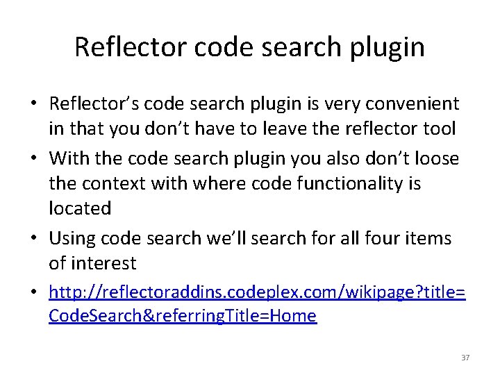 Reflector code search plugin • Reflector’s code search plugin is very convenient in that
