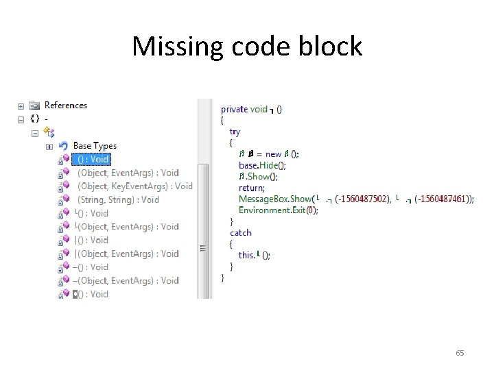 Missing code block 65 