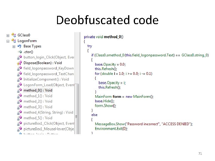 Deobfuscated code 71 