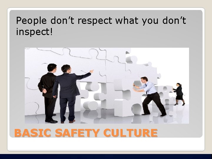 People don’t respect what you don’t inspect! BASIC SAFETY CULTURE 